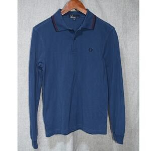 Fred Perry Long Sleeve Polo Shirt Blue XS 100% Cotton